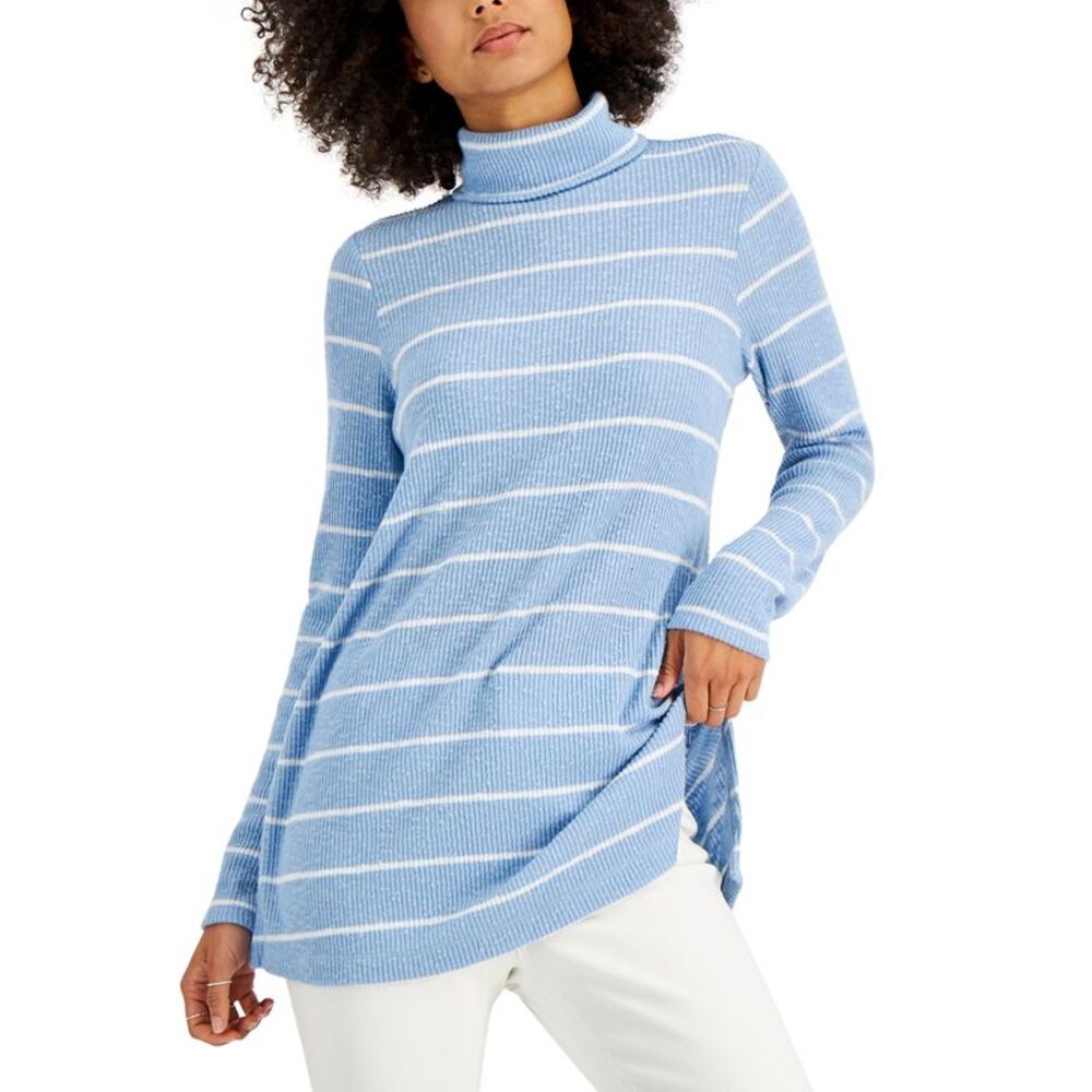 Style & Co Striped Rib Knit Tunic Top